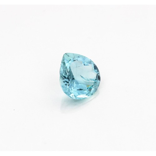 612 - AN UNMOUNTED PEAR-SHAPED AQUAMARINE