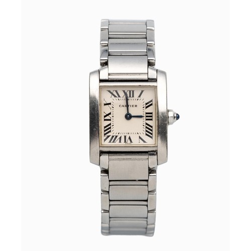 172 - A LADY'S STAINLESS-STEEL WRISTWATCH, CARTIER TANK FRANÇAISE