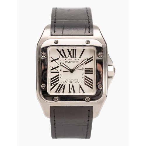 174 - A STAINLESS-STEEL WRISTWATCH, CARTIER SANTOS 100 XL