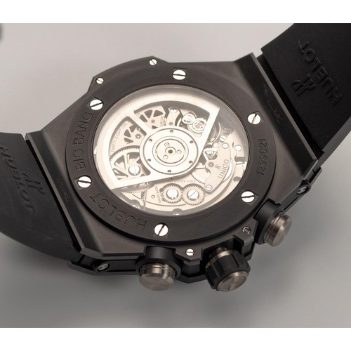 177 - A CERAMIC WRISTWATCH, HUBLOT BIG BANG UNICO BLACK MAGIC