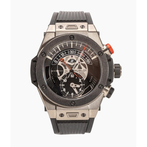 178 - A TITANIUM WRISTWATCH, HUBLOT BIG BANG UNICO BI-RETROGRADE