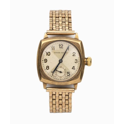 185 - A GOLD WRISTWATCH, ROLEX OYSTER CUSHION