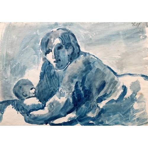 435 - A.R. Penck aka Ralf Winkler (German 1939 - 2017) UNTITLED (MOTHER AND CHILD IN BLUE)