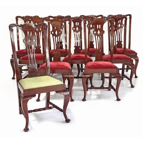 54 - A SET OF ELEVEN GEORGE III STYLE MAHOGANY DINING CHAIRS