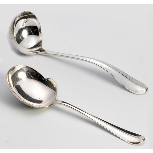 1098 - A SILVER DUTCH SAUCE LADLE AND SERVING SPOON, SCHOONHOVAN SILVER FACTORY H HOOIJKAAS, GRONINGEN, 194... 