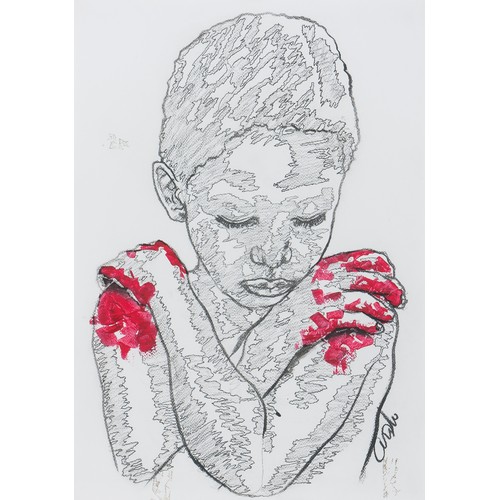 39 - Mpho Nkadimeng (South African 1987 - ) CHILD WITH RED HANDS