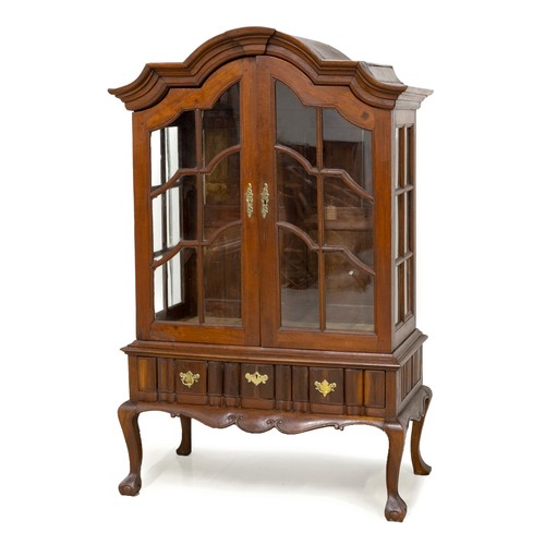 759 - A CAPE TEAK DISPLAY CABINET-ON-STAND, EARLY 20TH CENTURY