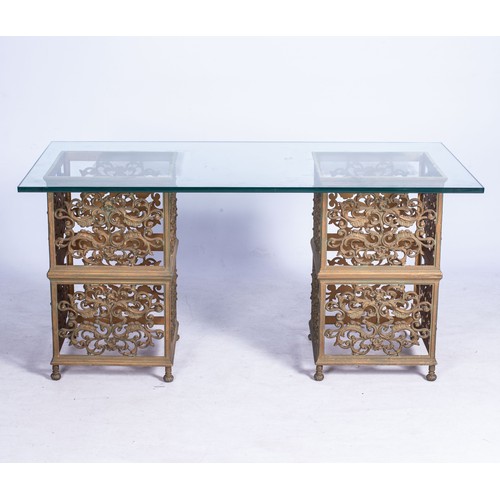 778 - A GLASS-TOPPED GILT METAL SIDE TABLE