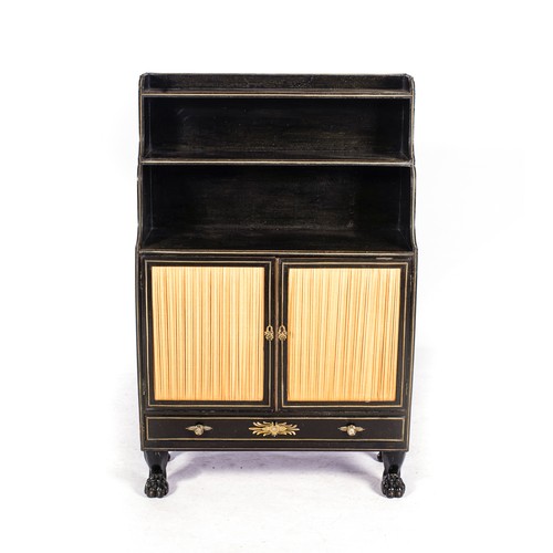 530 - A REGENCY EBONISED BOOKCASE/CABINET, CIRCA 1820