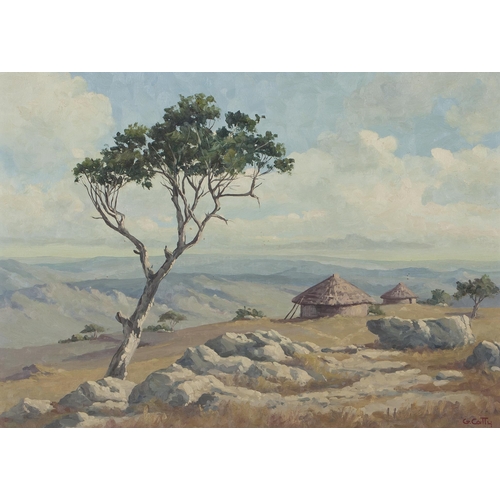 632 - Guiseppe Catty (Cattaruzza) (South African 1914 - 1994) LANDSCAPE WITH TREES AND RONDAWELS