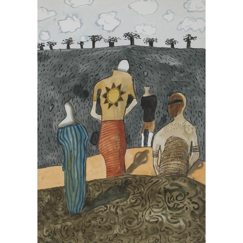 665 - Colbert Mashile (South Africa 1972 - ) FIGURES IN A LANDSCAPE