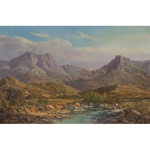 923 - Gabriel Cornelis de Jongh (South African 1913 - 2004) MOUNTAINOUS VALLEY WITH POND