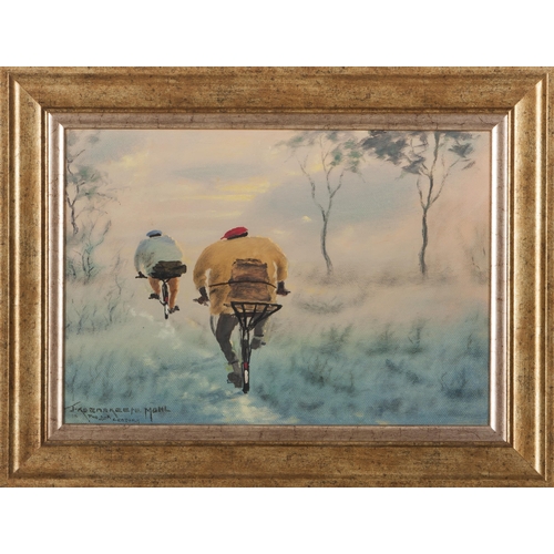 896 - John Koenakeefe Mohl (South African 1903 - 1985) CYCLISTS IN SINGLE FILE