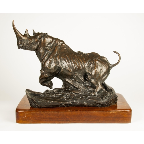 882 - Dylan Lewis (South African 1964 - ) CENTENNIAL BLACK RHINOCEROS MAQUETTE