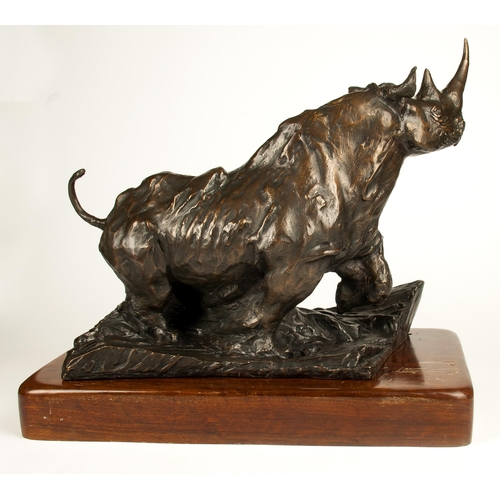 882 - Dylan Lewis (South African 1964 - ) CENTENNIAL BLACK RHINOCEROS MAQUETTE