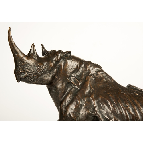 882 - Dylan Lewis (South African 1964 - ) CENTENNIAL BLACK RHINOCEROS MAQUETTE