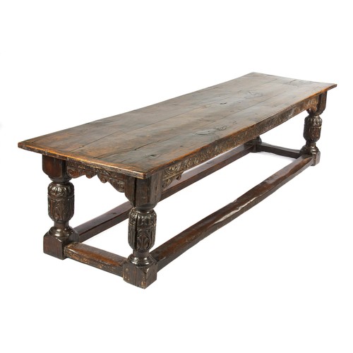 525 - AN OAK REFECTORY TABLE, 17TH/18TH CENTURY