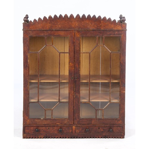 533 - A WALNUT HANGING WALL CABINET, 19TH CENTURY