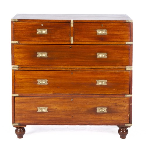 542 - A MAHOGANY MILITARY CHEST, 19TH CENTURY