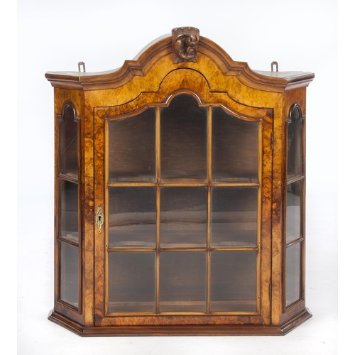 579 - A DUTCH WALNUT HANGING DISPLAY CABINET, EARLY 19TH CENTURY