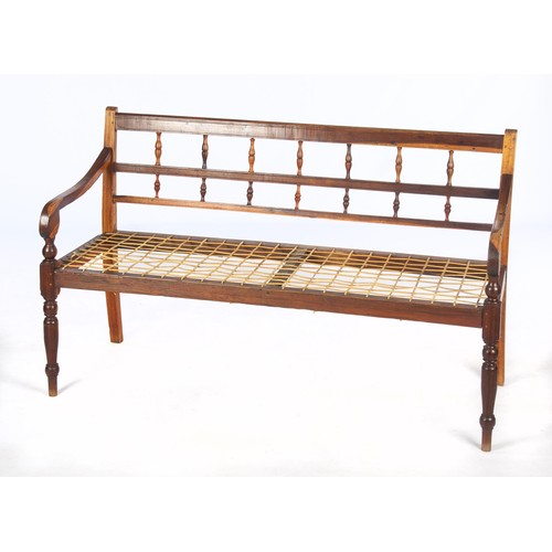 744 - A CAPE FRUIT WOOD RIEMPIE BENCH, 19TH CENTURY