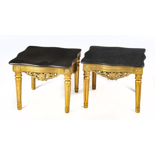 773 - A PAIR OF MARBLE-TOPPED GILT-WOOD COFFEE TABLES, MODERN