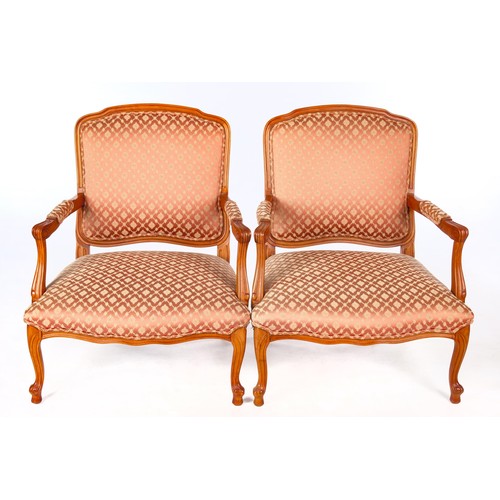 788 - A PAIR OF FRENCH-STYLE FRUIT WOOD ARMCHAIRS