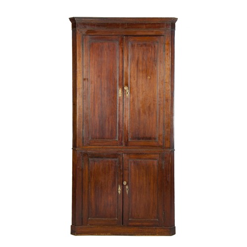 555 - AN OAK STANDING CORNER CABINET