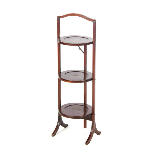 558 - A MAHOGANY THREE-TIER CAKE STAND