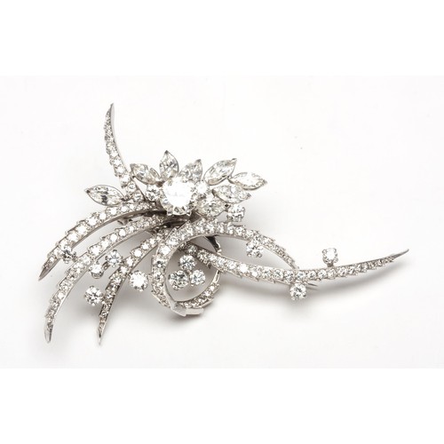 947 - A DIAMOND SPRAY BROOCH