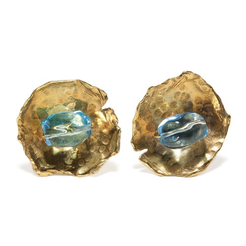 1002 - A PAIR OF TOPAZ DESIGNER EARRINGS, CIRCA 1980