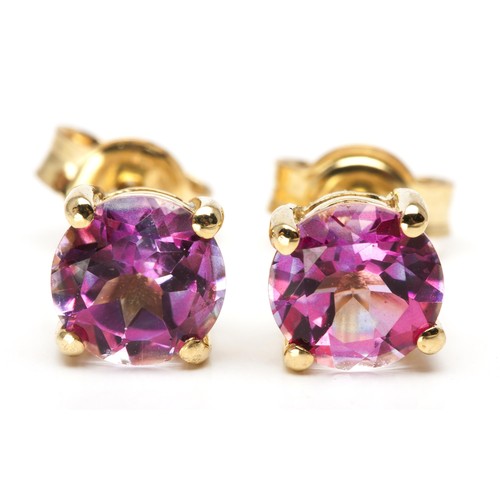 A PAIR OF PINK TOPAZ EARRINGS