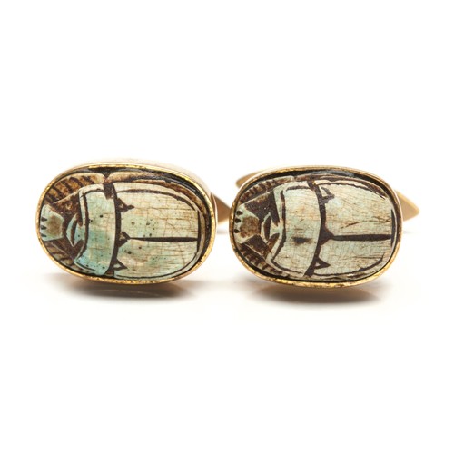 1038 - A PAIR OF SCARAB BEETLE CUFFLINKS