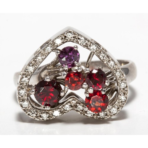 1057 - A RUBY AND DIAMOND DRESS RING