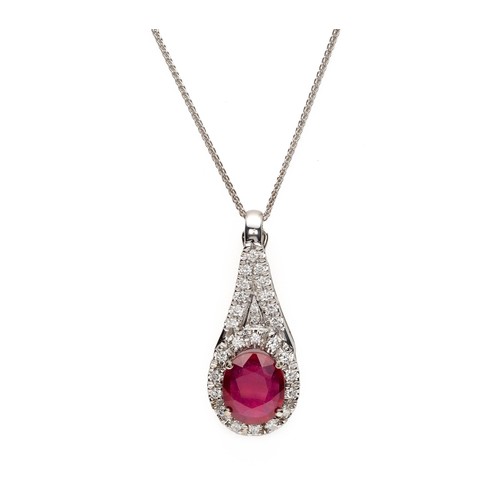 1012 - A RUBY AND DIAMOND CLIP-OVER PENDANT