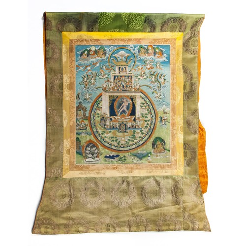 397 - A TIBETAN DISTEMPER ON CLOTH THANGKA OF 