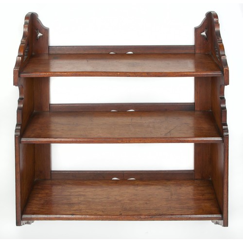 547 - A SET OF THREE MAHOGANY HANGING SHELVES, LATE 19TH CENTURY