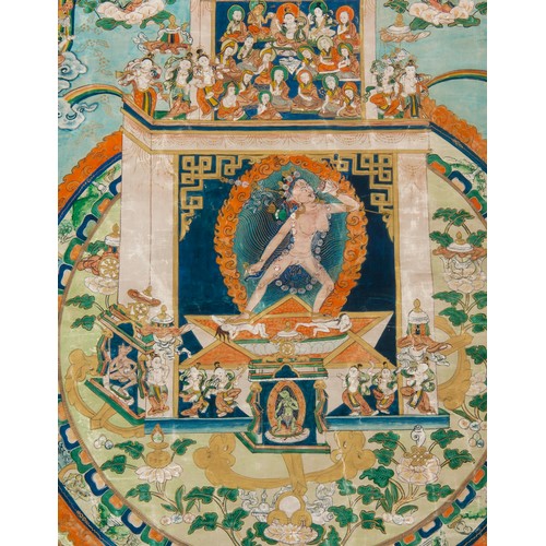 397 - A TIBETAN DISTEMPER ON CLOTH THANGKA OF 