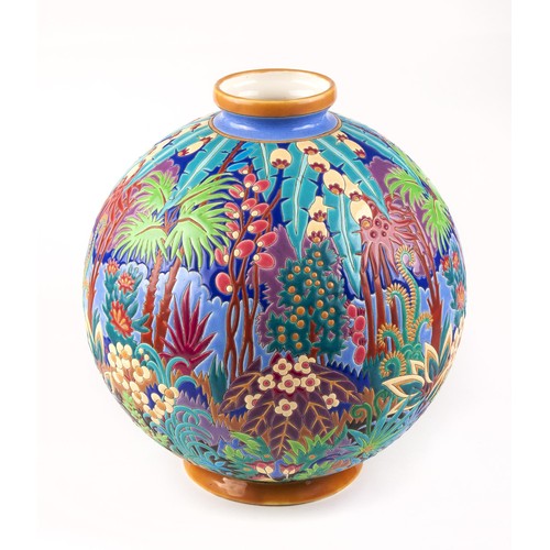 444 - A FRENCH EMAUX DE LONGWY ENAMEL VASE, EARLY 20TH CENTURY