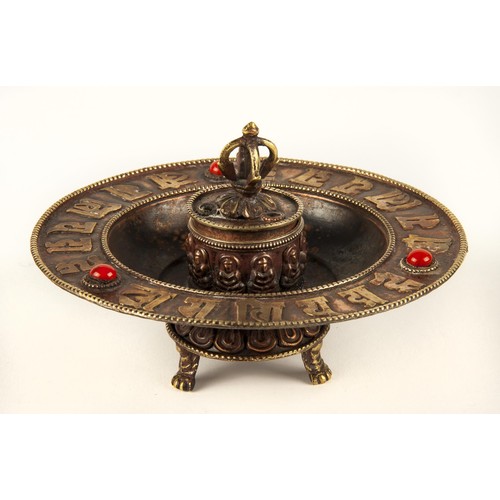 399 - A TIBETAN COPPER AND BRASS ALLOY CENSER, EARLY 20TH CENTURY