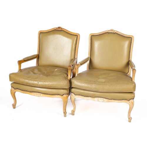 786 - A PAIR OF FRENCH-STYLE FRUITWOOD ARMCHAIRS