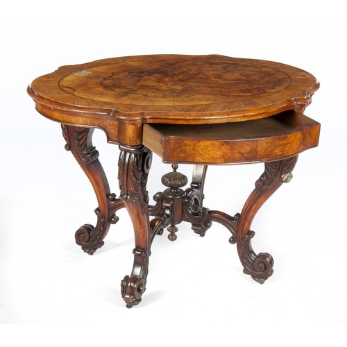 581 - A VICTORIAN WALNUT CENTRE TABLE, MID 19TH CENTURY