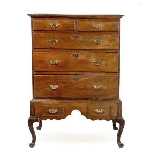 187 - A GEORGE III OAK CHEST-ON-STAND