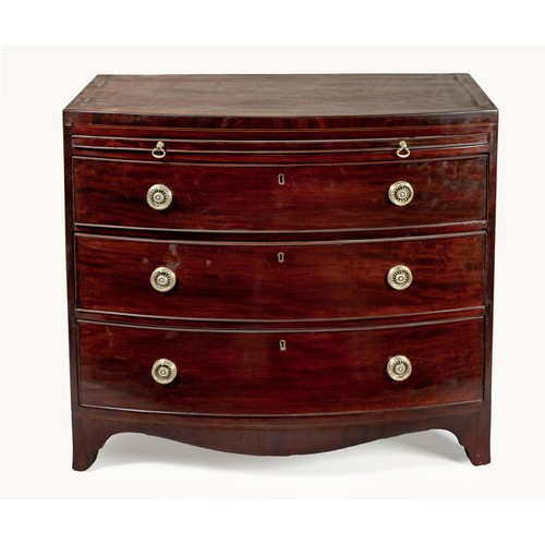 207 - A MAHOGANY BOW FRONTED CHEST-OF-DRAWERS, 19TH CENTURY