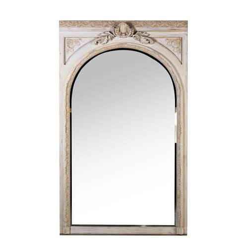 313 - A PAINTED WOODEN OVERMANTEL MIRROR, MODERN