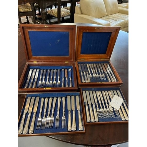 187 - TWO BOXES OF BEADED PATTERN ELECTROPLATE FLATWARE