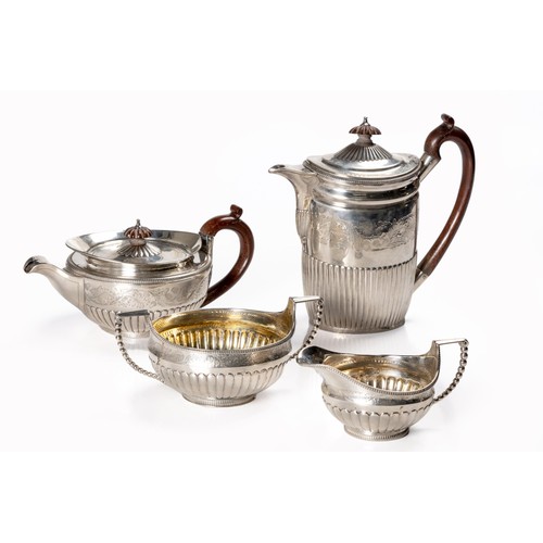 832 - A GEORGE III SILVER TEA POT AND HOT WATER POT, RICHARD COOK, LONDON, 1803 AND 1804