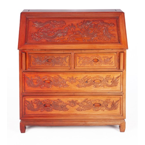 151 - A CHINESE FALL FRONT “DRAGON” DESK, REPUBLIC PERIOD, 1912 – 1949