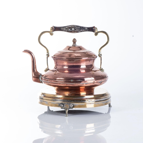 83 - A COPPER KETTLE ON A BRASS STAND