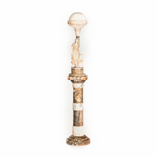 257 - AN ALABASTER AND MARBLE FIGURAL LAMP, EARLY 20TH CENTURY